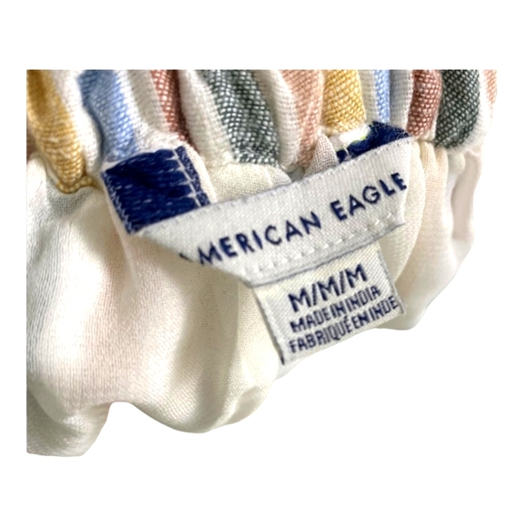 American Eagle Outfitters Linen Blend Paperbag Striped Multi Color Shorts - Picture 3 of 4